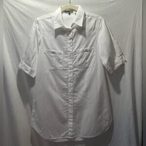 Vince White Button Down Short Sleeve Tunic Top P